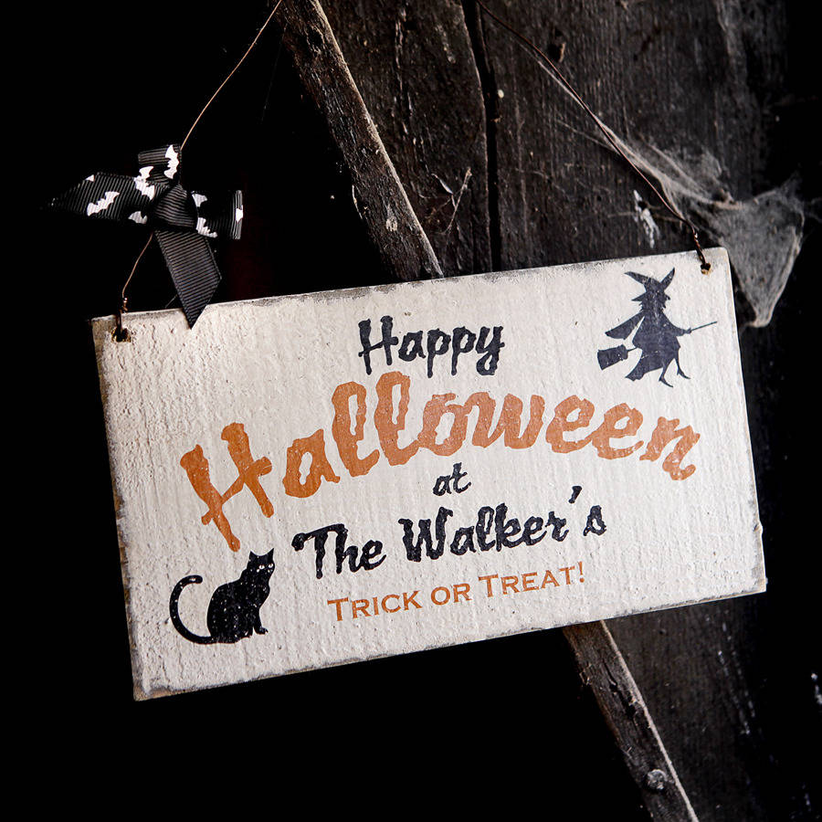 Personalised Halloween Hanging Wooden Sign By Delightful 