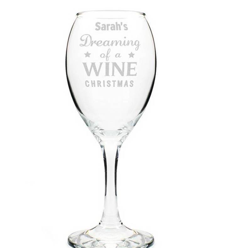 personalised christmas wine glass by the letteroom wine christmas