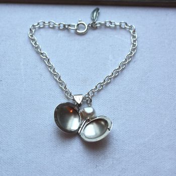 Agnes Locket Bracelet On Chain With Pearl Charm, 7 of 7
