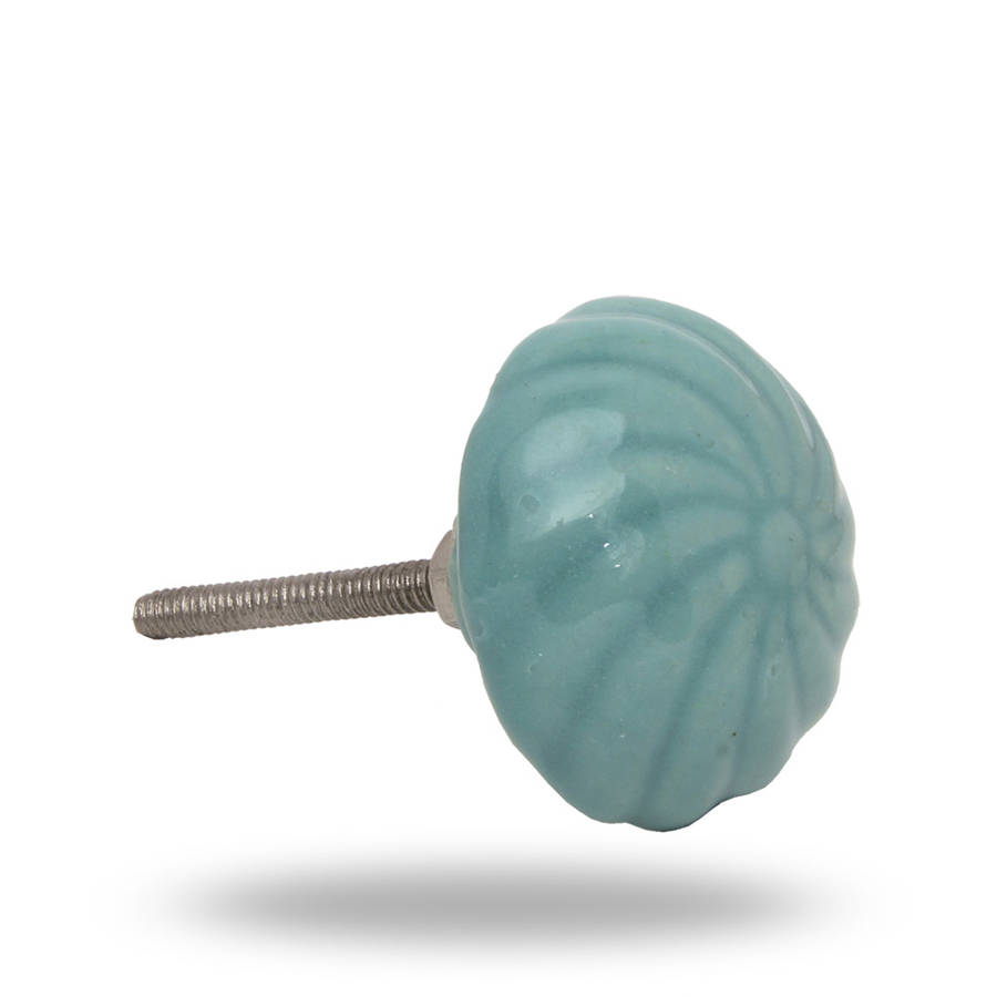 round ceramic twist knob in turquoise blue by trinca-ferro ...