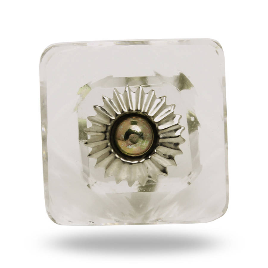 square knob clear cut glass deluxe by trincaferro