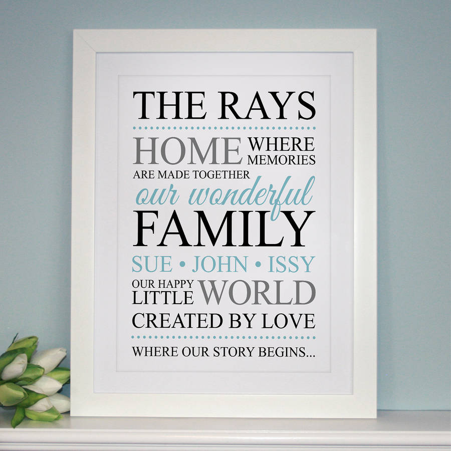 personalised family typography by a type of design | notonthehighstreet.com