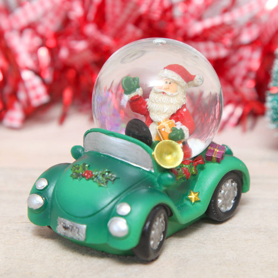 Christmas Santa Mini Snow Globe In Car Dome By Red Berry Apple