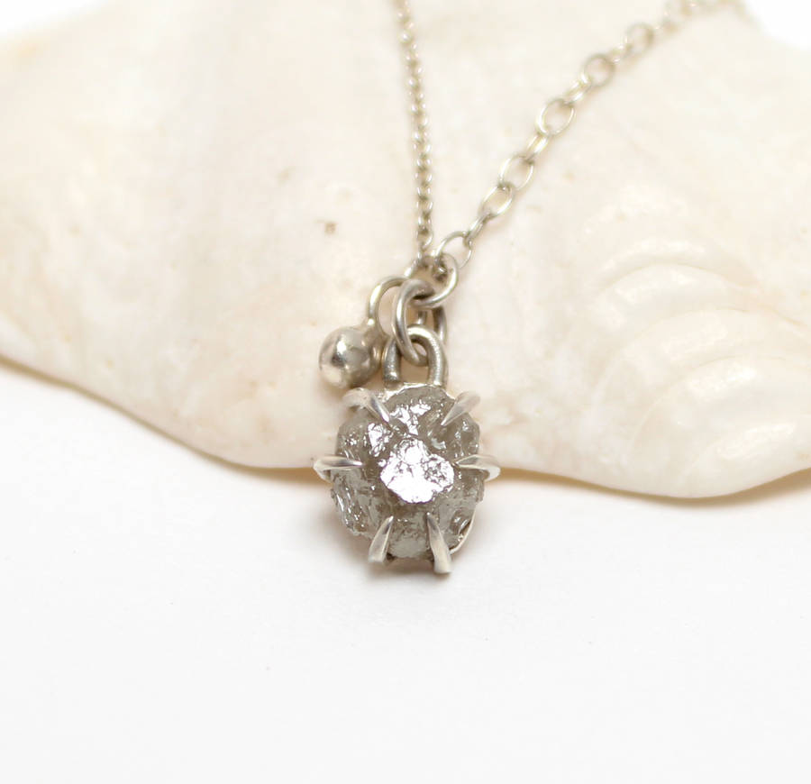 claw set rough diamond pendant necklace by tamara gomez