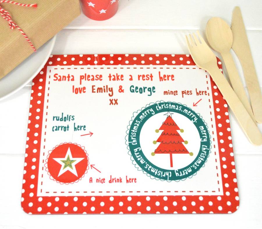 personalised christmas placemat for santa by tilliemint