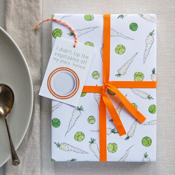 Sprouts And Parsnips Christmas Vegetable Wrapping Paper, 4 of 4
