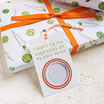 Sprouts And Parsnips Christmas Vegetable Wrapping Paper, 2 of 4