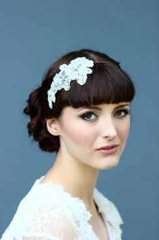 Beaded Lace Hair Comb / Band 'Gretta', 7 of 11
