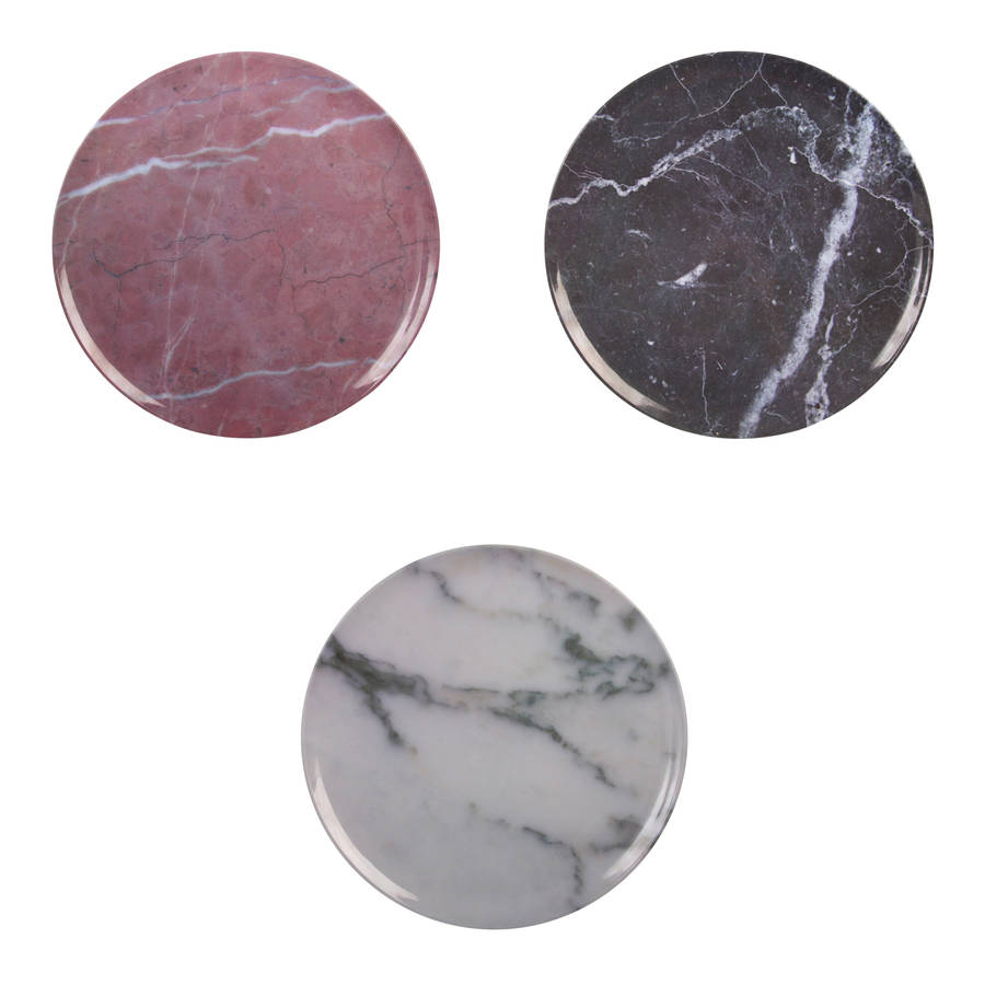 set of three plastic marble plates by lime lace