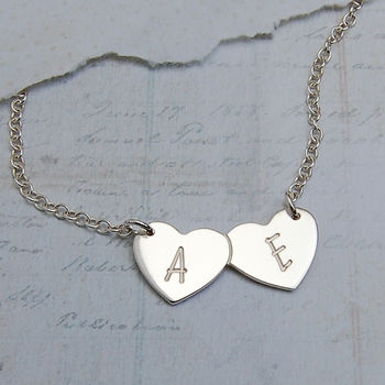 Personalised Silver Two Hearts Necklace, 2 of 7