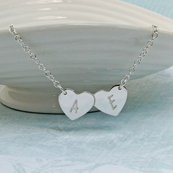 Personalised Silver Two Hearts Necklace, 3 of 7