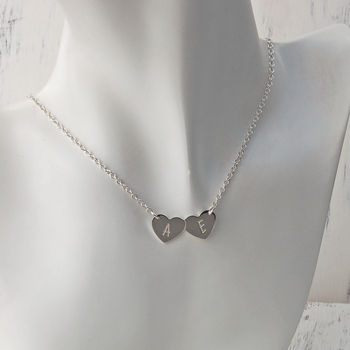 Personalised Silver Two Hearts Necklace, 5 of 7