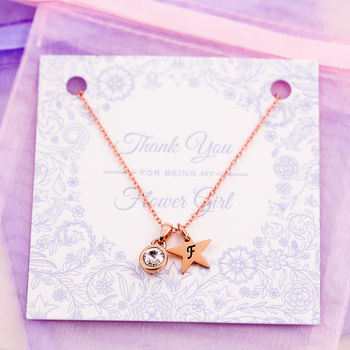Personalised Tiny Gemstone Necklace On Bridesmaid Card, 2 of 11