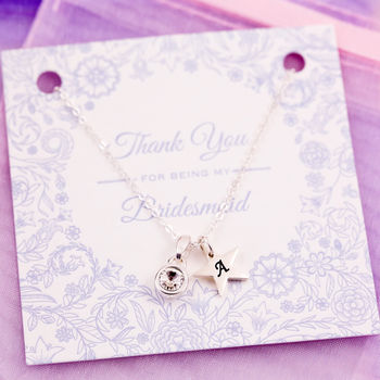 Personalised Tiny Gemstone Necklace On Bridesmaid Card, 3 of 11