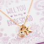 Personalised Tiny Gemstone Necklace On Bridesmaid Card, thumbnail 4 of 11