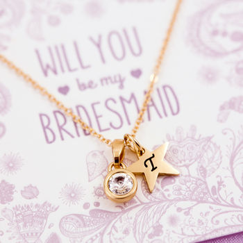 Personalised Tiny Gemstone Necklace On Bridesmaid Card, 4 of 11