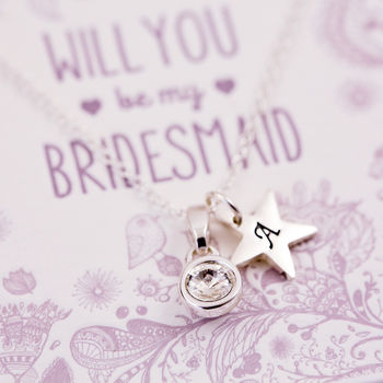 Personalised Tiny Gemstone Necklace On Bridesmaid Card, 5 of 11