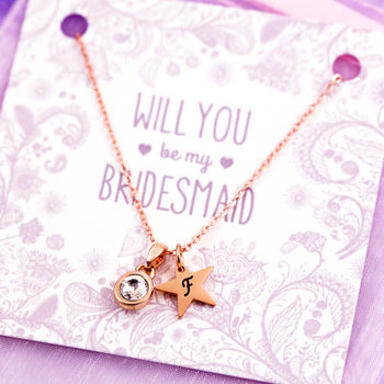 Personalised Tiny Gemstone Necklace On Bridesmaid Card, 6 of 11