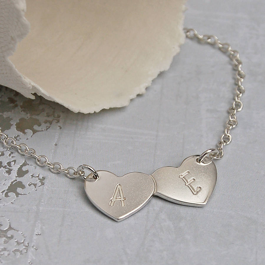 Personalised Silver Two Hearts Necklace By IndiviJewels ...