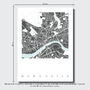 Newcastle Map Art Print Limited Edition, thumbnail 3 of 5