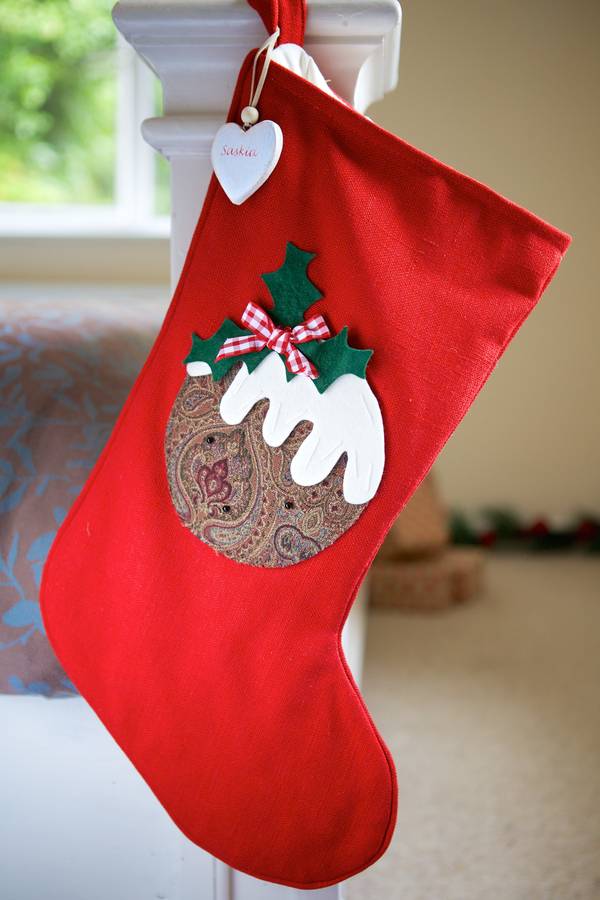 Personalised Red Vintage Style Pudding Stocking