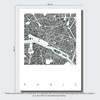 Map Print Of Paris Limtied Edition, 3 of 5