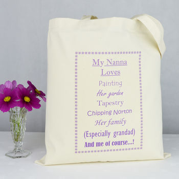 Personalised 'Nanny' Loves Shopping Bag, 3 of 4