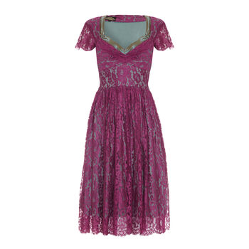 1950s Style Full Skirted Dress In Rose Flower Lace, 2 of 4