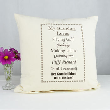 Personalised 'Grandma Loves' Cushion, 2 of 2