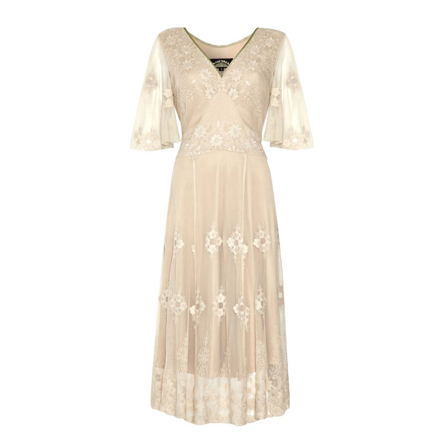 Ivory Lace Special Occasion Dress With Sleeves, 1 of 3