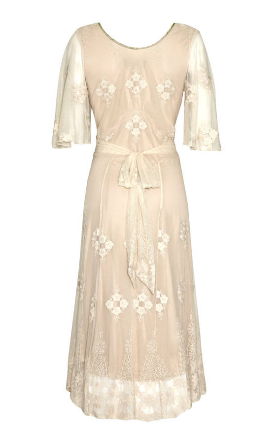 Ivory Lace Special Occasion Dress With Sleeves By Nancy Mac