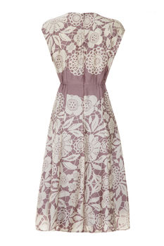 Bow Detail Dress In Sweet Pea Lace Stencil Print Crepe, 2 of 2