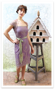 Lace Occasion Dress With Forties Neckline In Orchid, 3 of 4