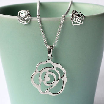 Sterling Silver Rose Jewellery Set, 2 of 6