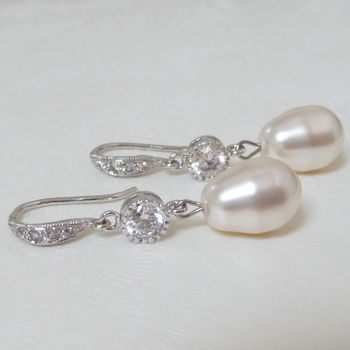 Crystal And Pearl Fish Hook Earrings, 2 of 5