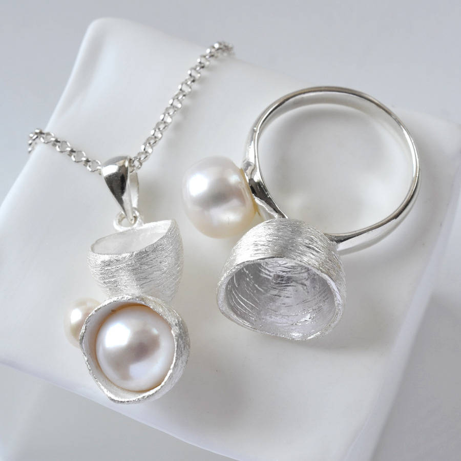 Silver Pearl Cup Jewellery Set By Martha Jackson Sterling Silver ...