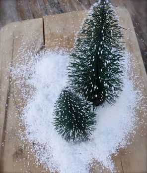 Set Of Two Snowy Bottle Brush Christmas Trees, 4 of 7