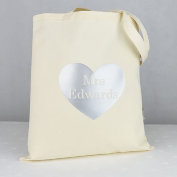 Personalised Silver Heart Tote Bag, 5 of 6