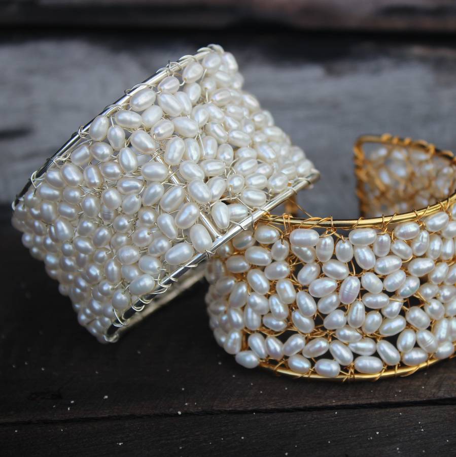 pearl cuff bracelet by bish bosh becca