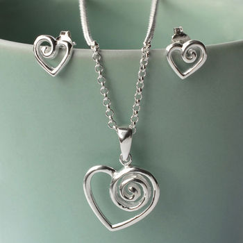 Sterling Silver Spiral Heart Jewellery Set, 2 of 7