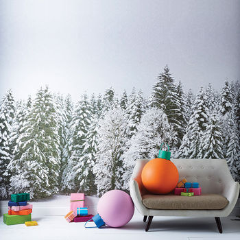 Christmas Snowy Trees Self Adhesive Wallpaper, 2 of 9
