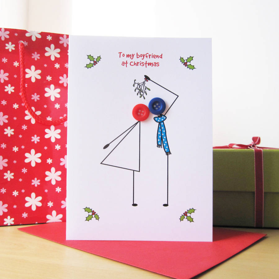 'to my boyfriend at christmas' button card by mrs l cards 