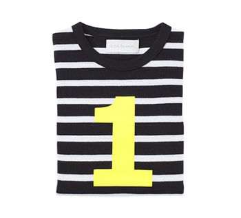 Black + White Breton Striped Number/Age T Shirt, 2 of 6