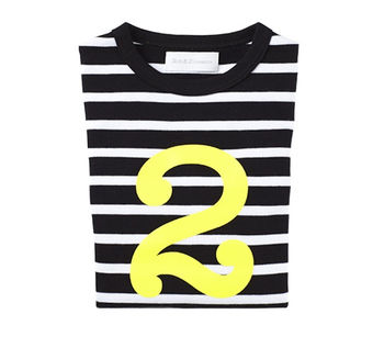 Black + White Breton Striped Number/Age T Shirt, 3 of 6