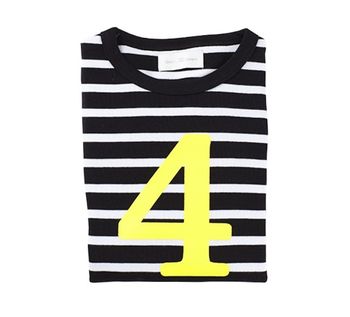 Black + White Breton Striped Number/Age T Shirt, 5 of 6
