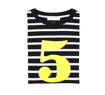 Black + White Breton Striped Number/Age T Shirt, 6 of 6