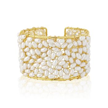 Bridal Pearl Cuff Bracelet, 4 of 12