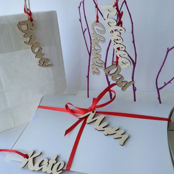 Personalised Natural Wood Name Gift Tags, 7 of 8