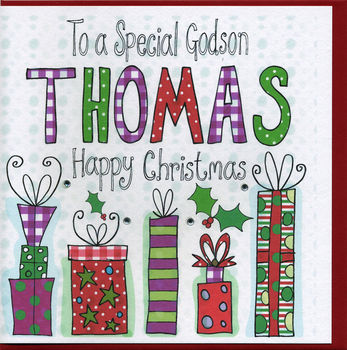 Personalised Godson Christmas Card By Claire Sowden Design ...