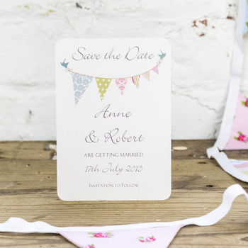 Personalised Bunting Save The Date Card By Dreams To Reality Design Ltd